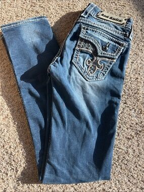Rock Revival Women’s Blue Embroidered Skinny Jeans